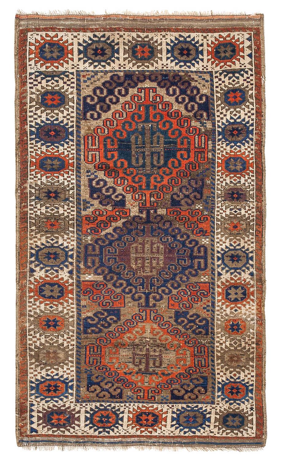 Antique Caucasian Decorative Rug - 2`11'' x 5`1''