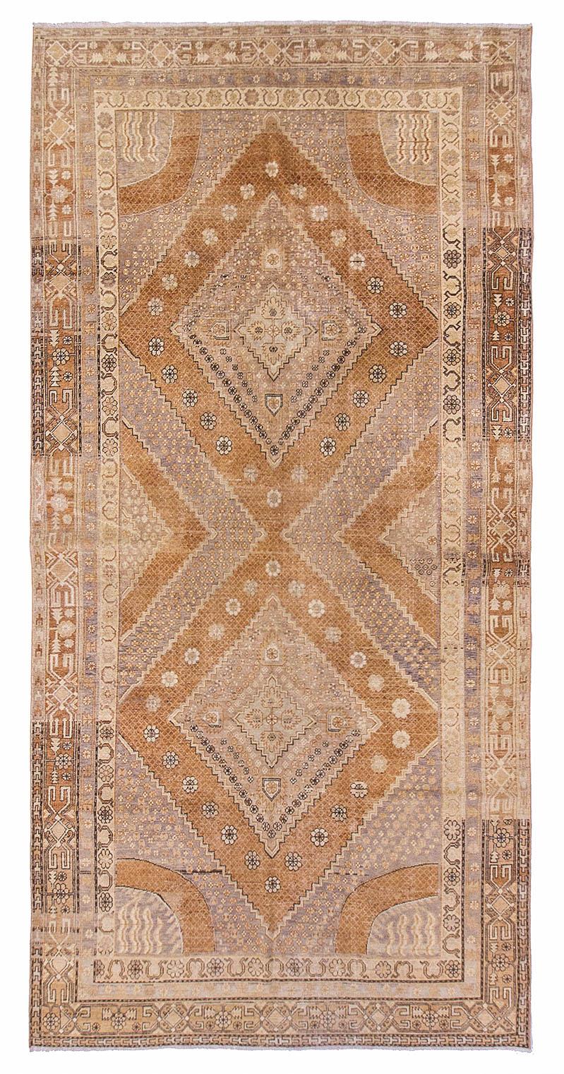 Antique Decorative Khotan Wool Rug - 6`4'' x 13`1''