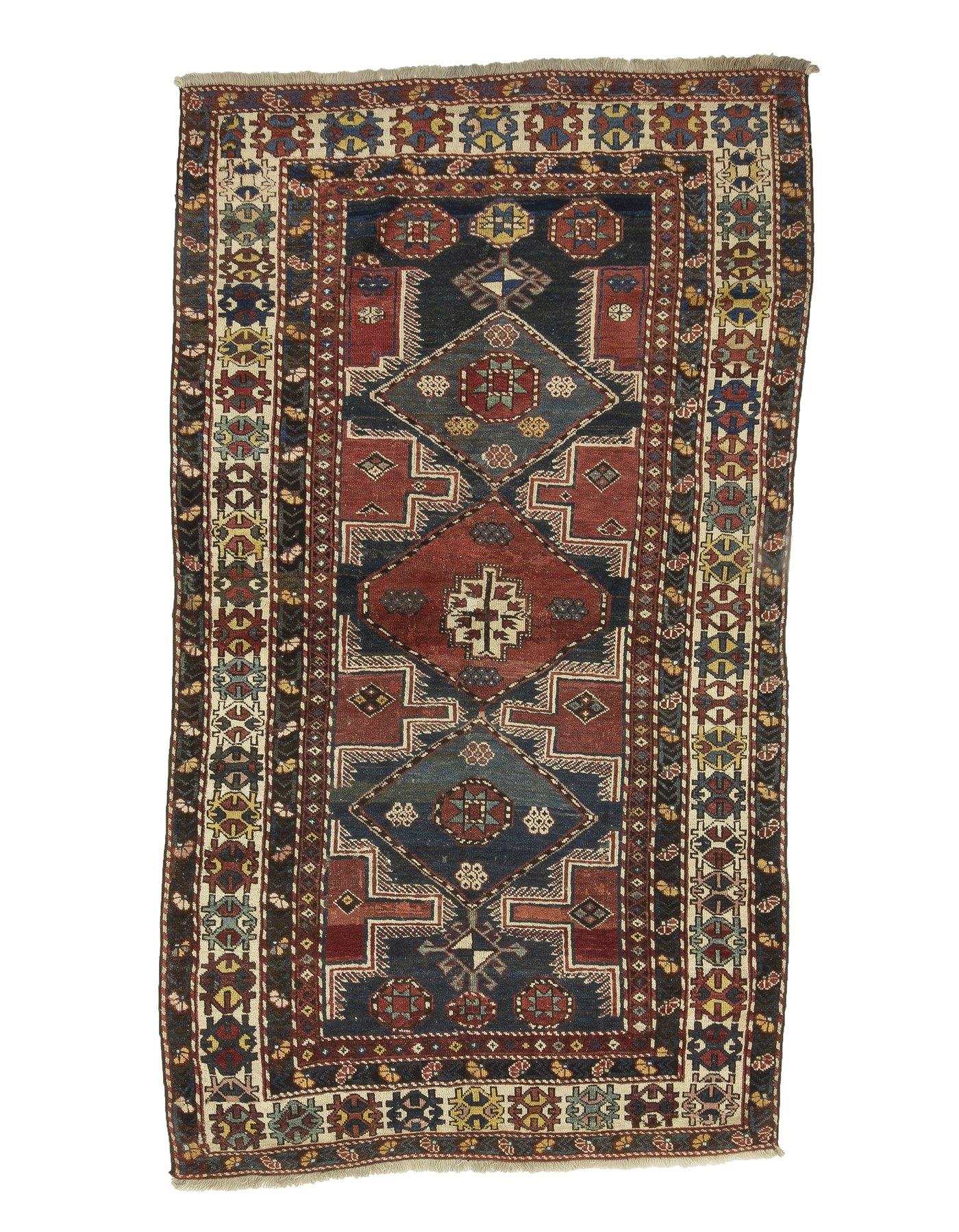 Antique Decorative Caucasian Wool Rug - 3`10'' x 6`7''