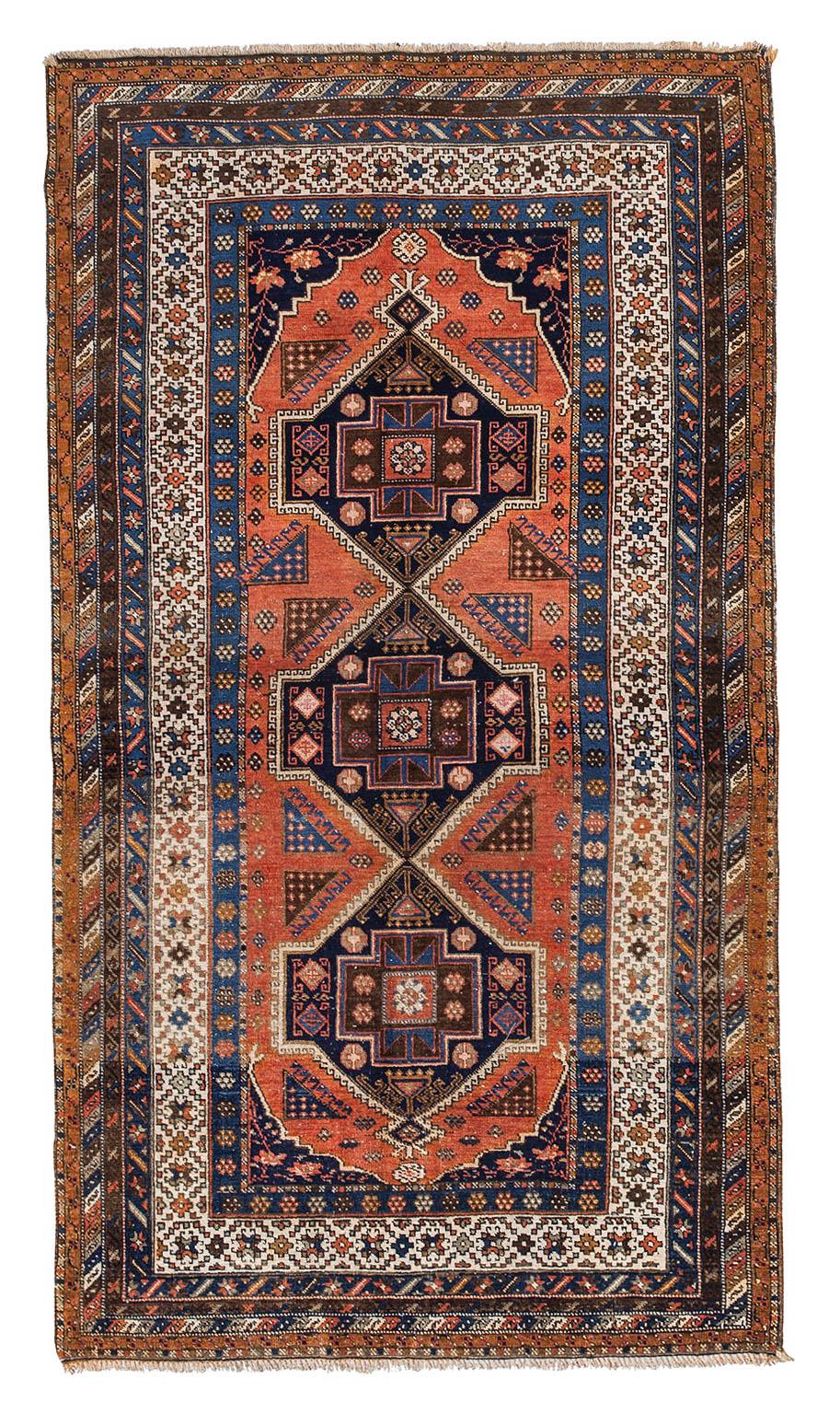 Antique Decorative Caucasian Wool Rug - 4`3'' x 8`2''