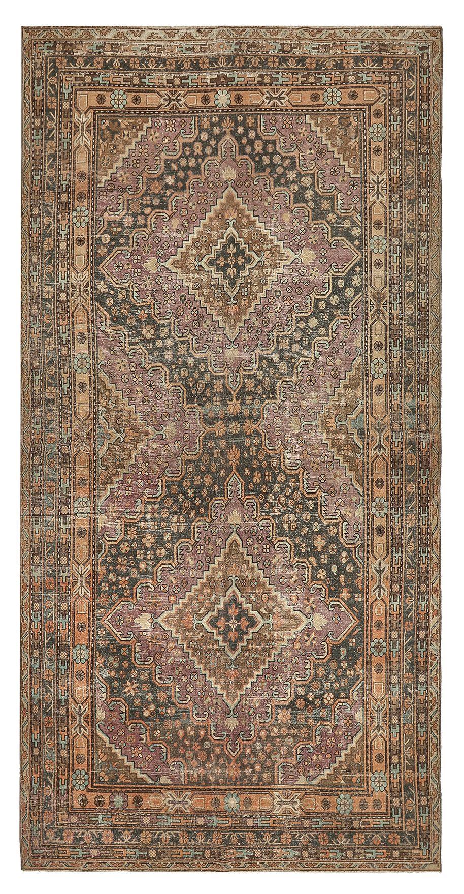 Antique Distressed Khotan Wool Rug - 6`1'' x 12`5''