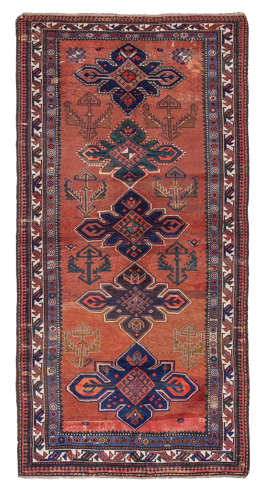 Decorative Antique Caucasian Wool Rug - 4`9'' x 9`1''