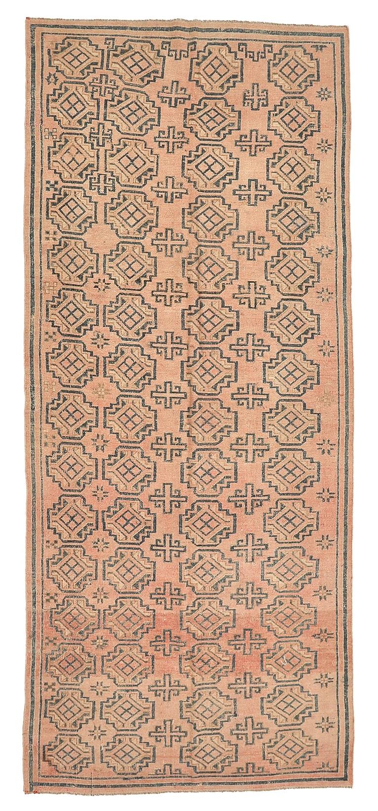 Decorative Vintage Afghan Wool Rug - 4`8'' x 11`1''