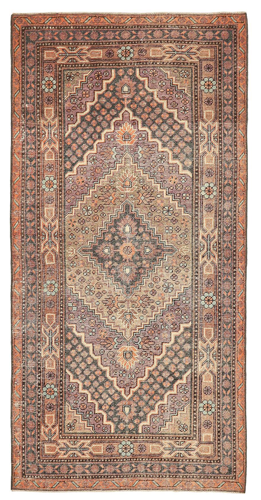 Distressed Antique Wool Khotan Rug - 4`2'' x 8`6''