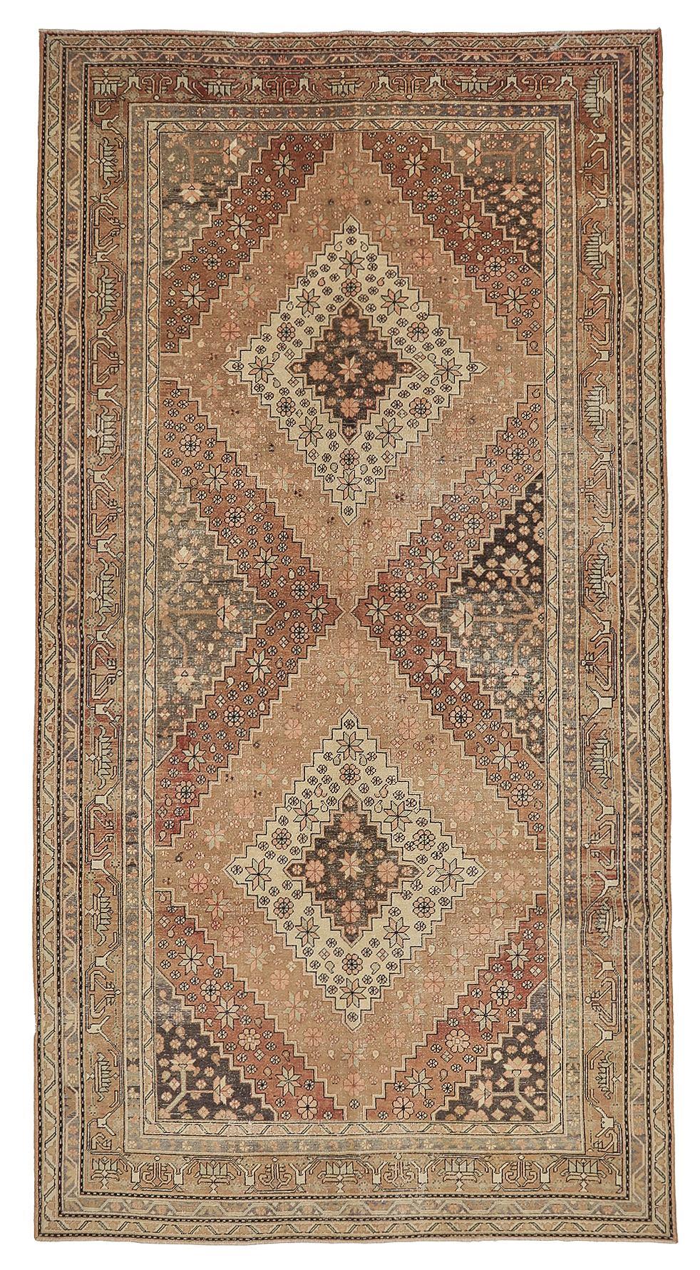Large Antique Khotan Wool Rug - 6`7'' x 12`8''