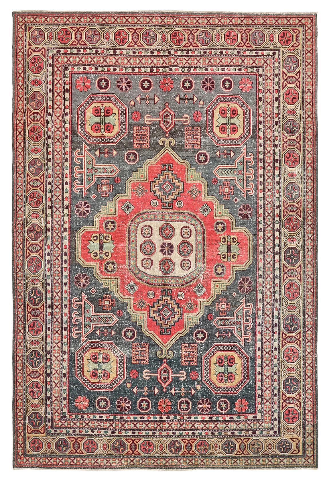 Unique Antique Khotan Wool Rug - 6`4'' x 9`6''