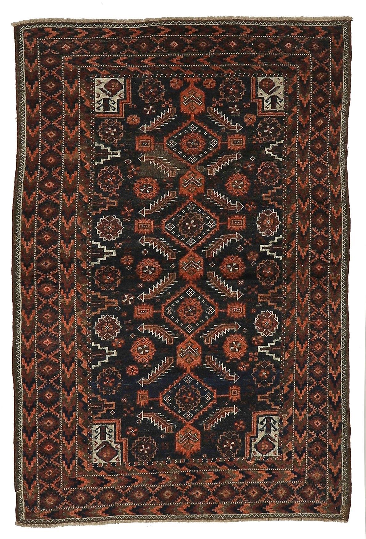 Vintage Afghan Wool Rug - 3`5'' x 5`2''