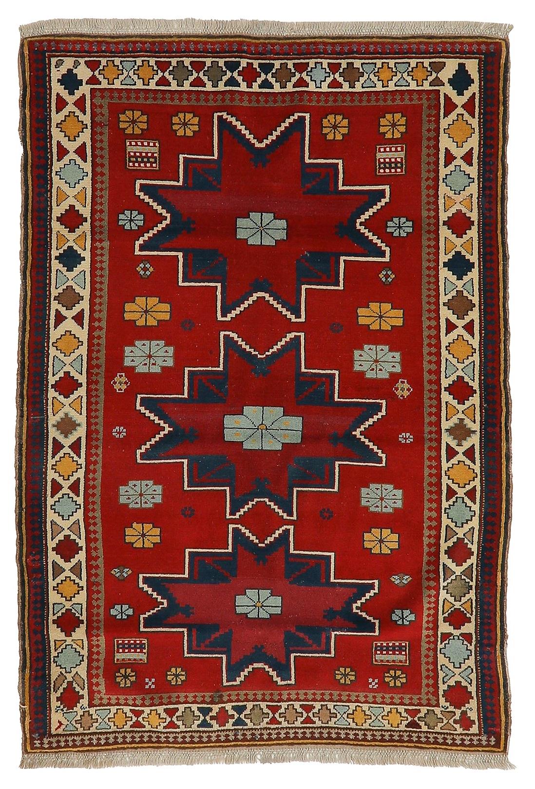 Vintage Decorative Caucasian Wool Rug - 4`0'' x 5`5''