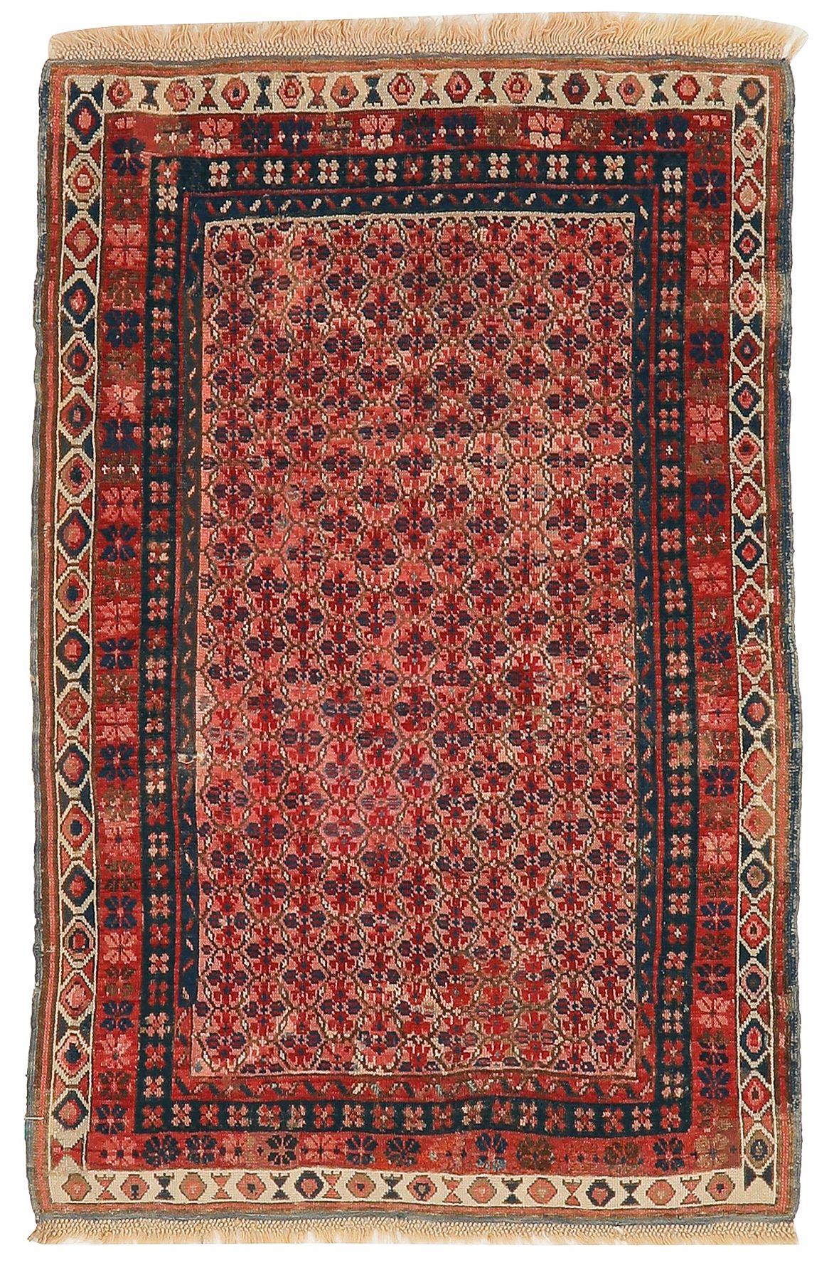 Vintage Small Decorative Caucasian Rug - 3`3'' x 4`11''
