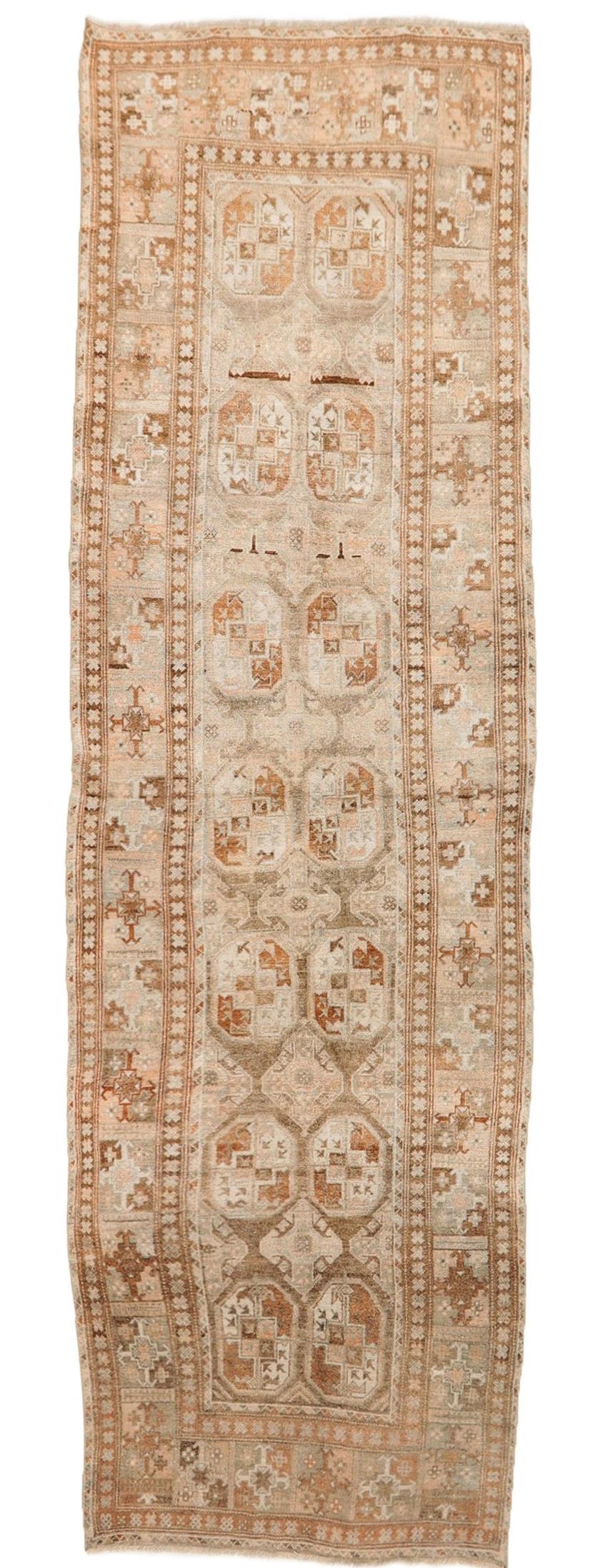 Washed Out Vintage Runner Rug - 3`8'' x 12`2''