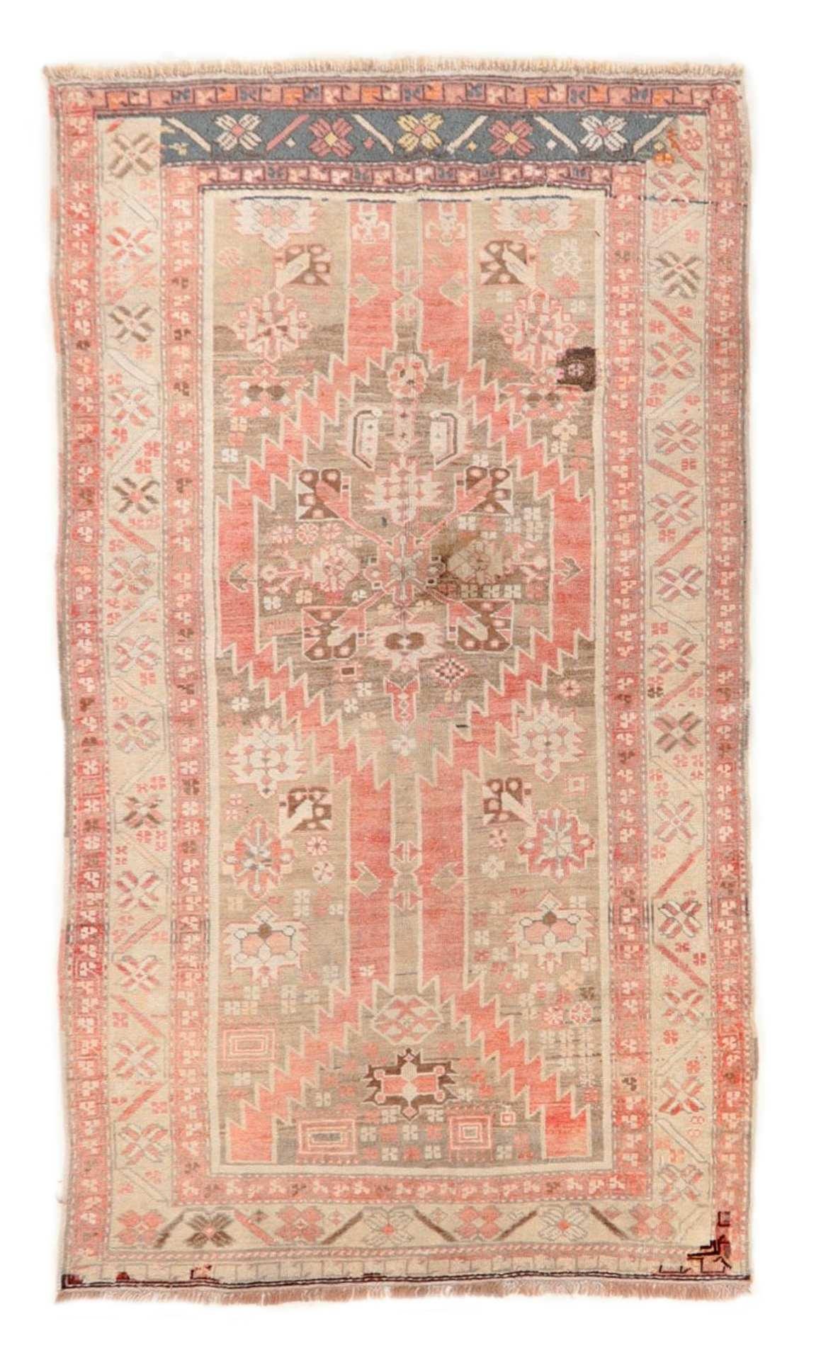 Washed Out Vintage Caucasian Rug - 3`9'' x 6`10''