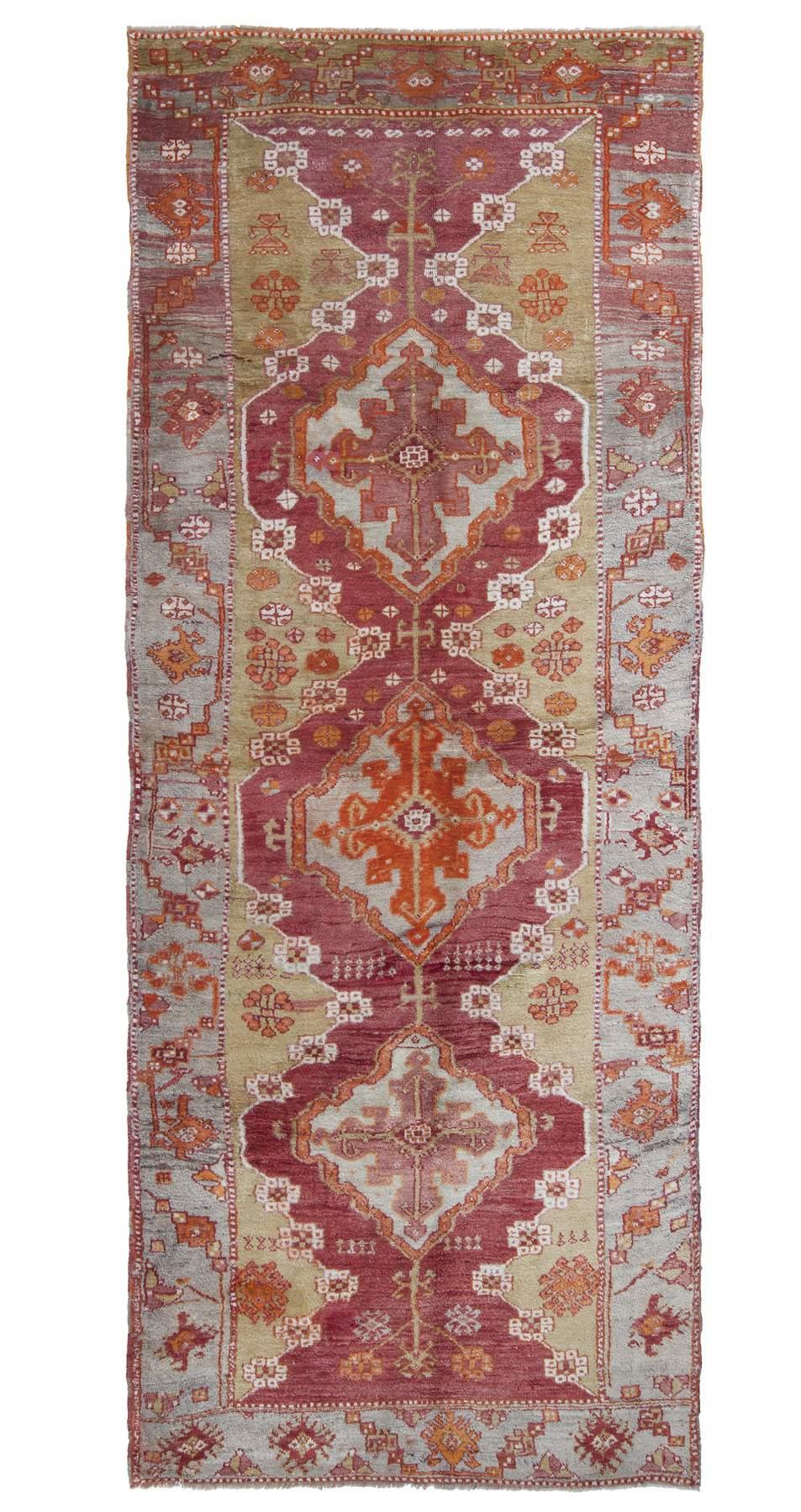Antique Decorative Turkish Runner Rug