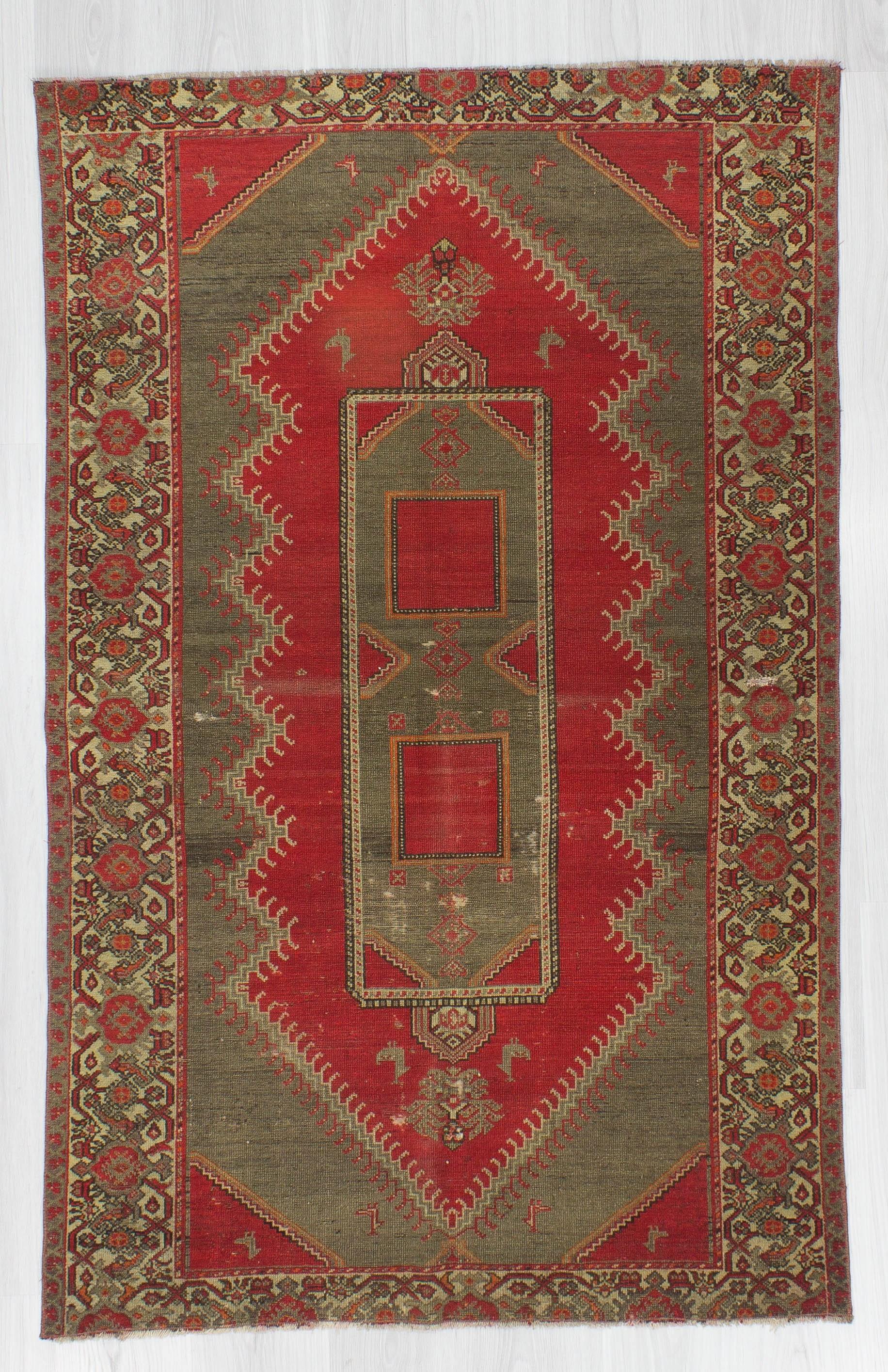 Antique Red Brown Persian Malayer Rug