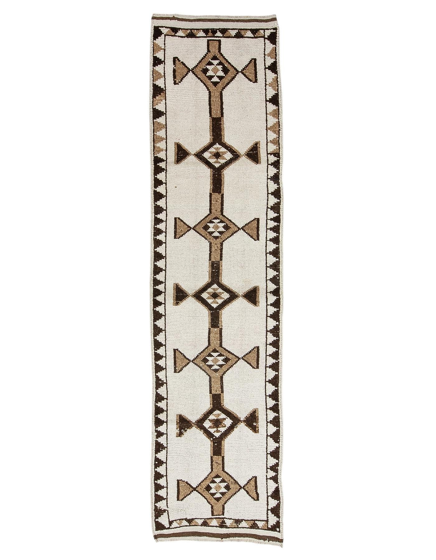 Brown & White Natural Wool Runner - 2`11'' x 11`6''