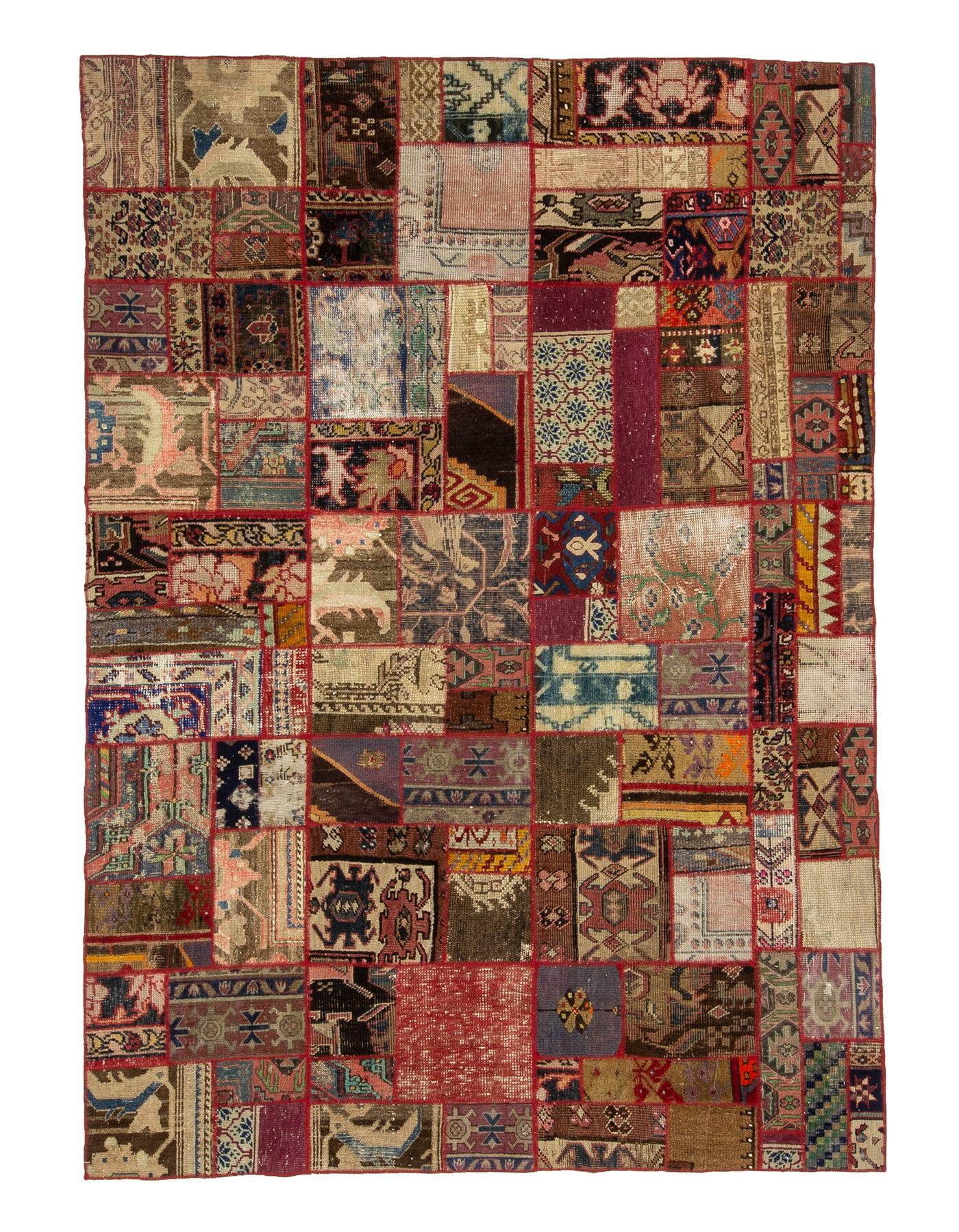 Colorful Vintage Turkish Patchwork Rug - 5`9'' x 8`0''