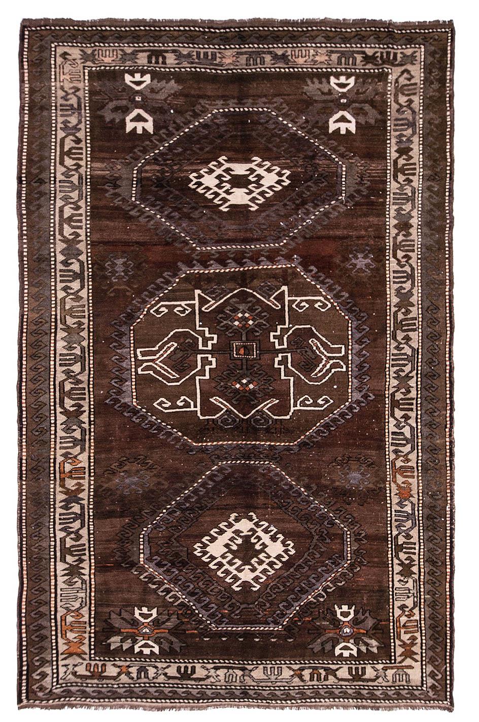 Decorative Vintage Brown Kars Rug - 6`11'' x 10`10''