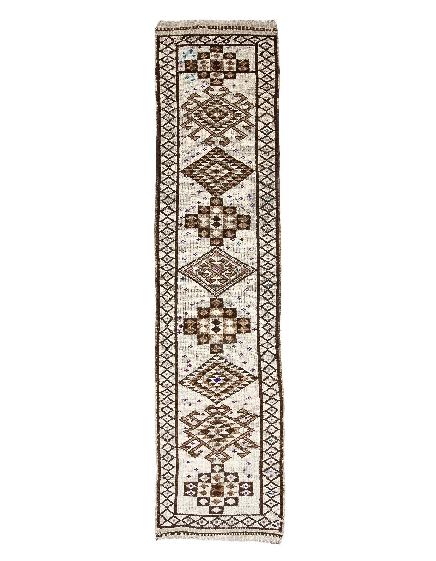 Decorative Vintage Herki Wool Runner Rug - 2`10'' x 12`2''