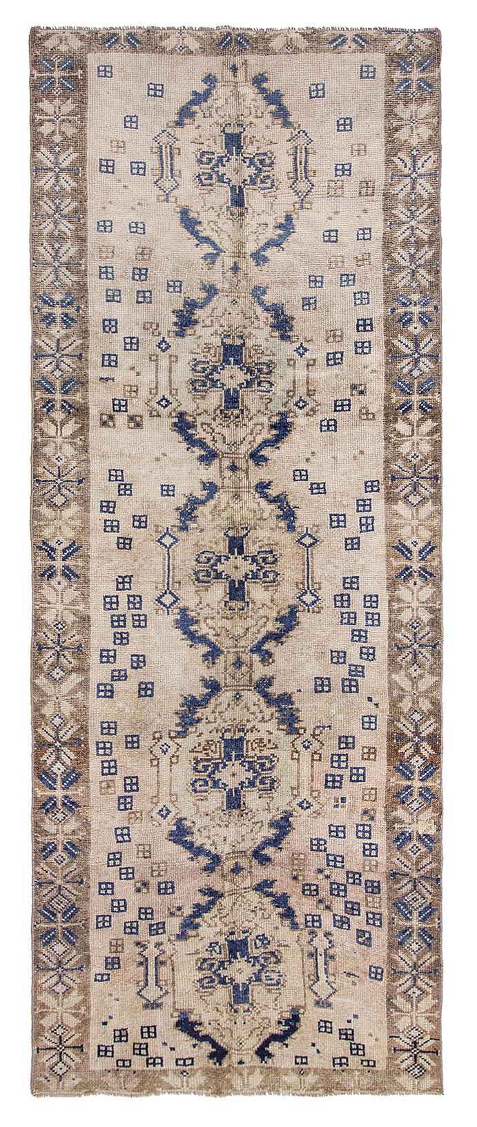 Decorative Vintage Turkish Kars Wool Rug - 4`5'' x 11`0''