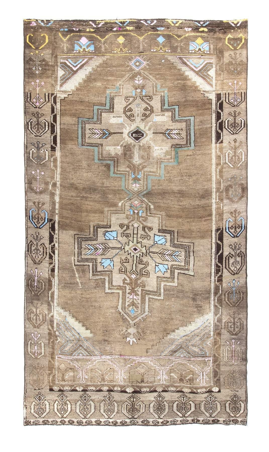 Decorative Vintage Turkish Kars Wool Rug
