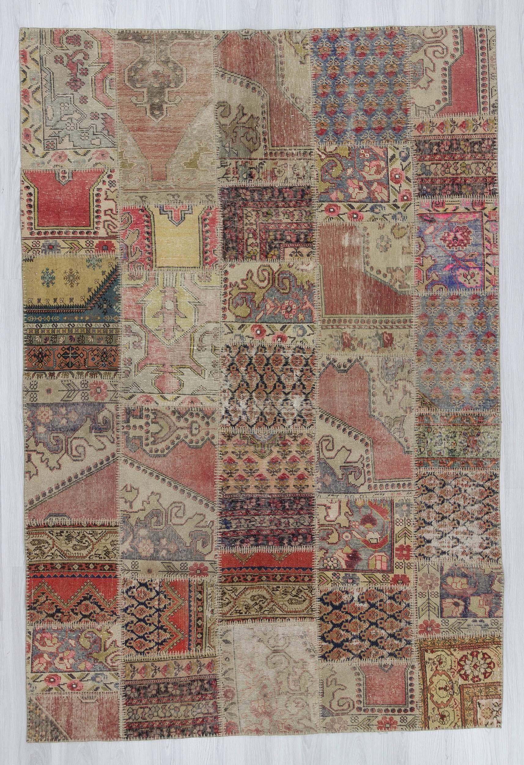 Decorative vintage Turkish patchwork rug
