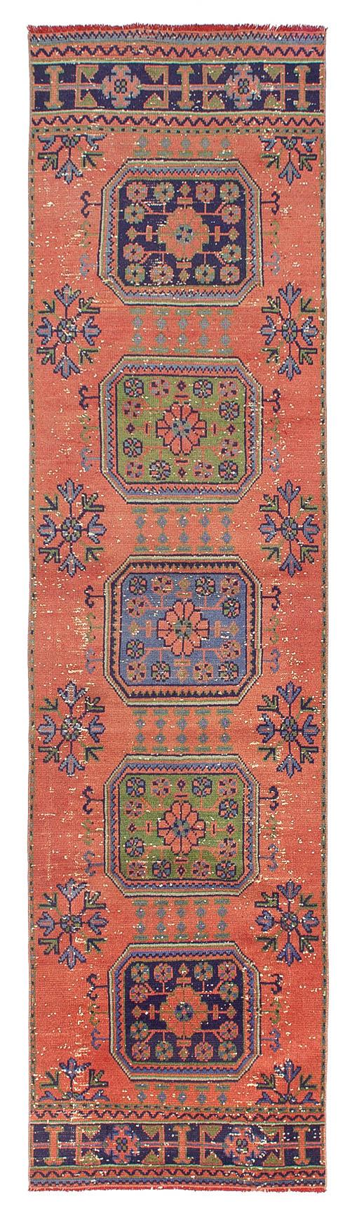 Decorative Vintage Turkish Runner Rug - 2`11'' x 11`4''