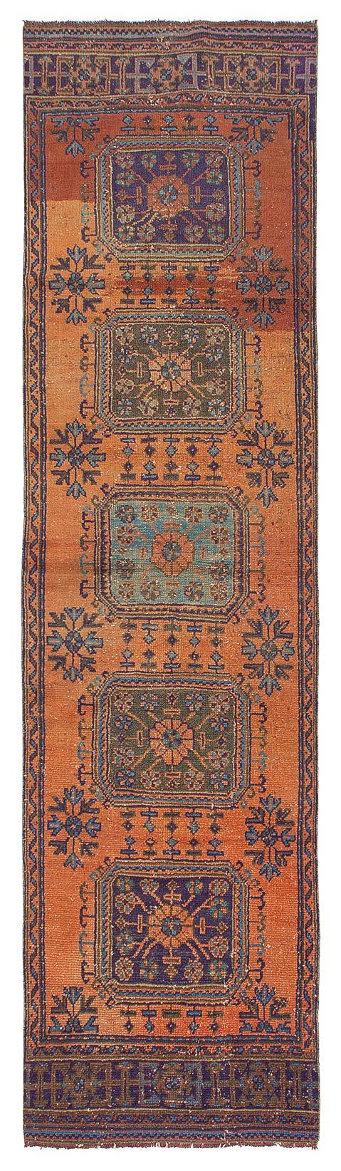 Decorative Vintage Turkish Runner Rug - 3`0'' x 11`6''
