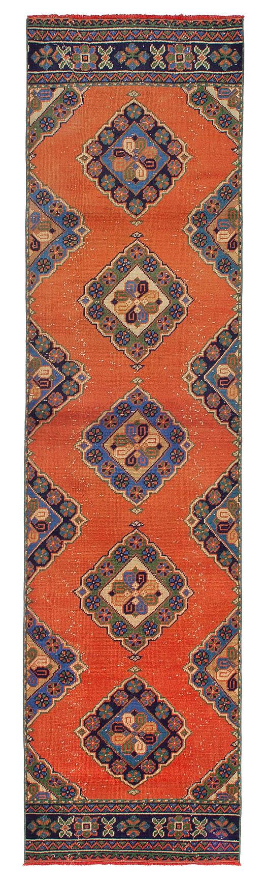 Decorative Vintage Turkish Runner Rug - 2`10'' x 11`6''