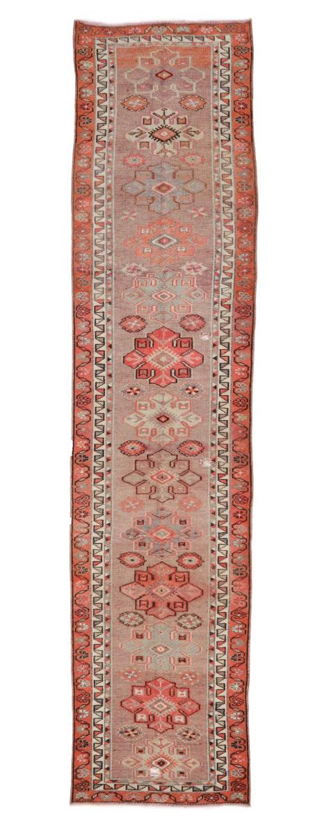 Decorative Vintage Wool Runner - 3`1'' x 12`8''