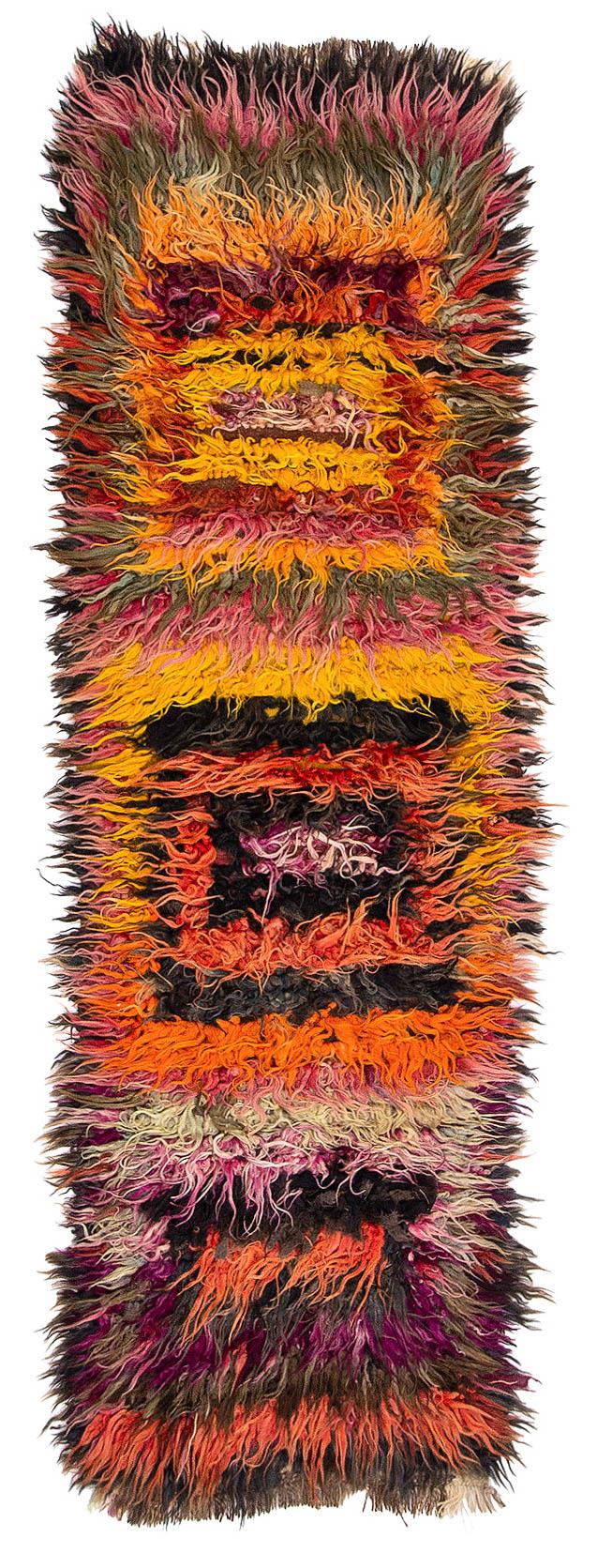 Decoreative Vintage Turkish Tulu Rug - 3`3'' x 9`10''