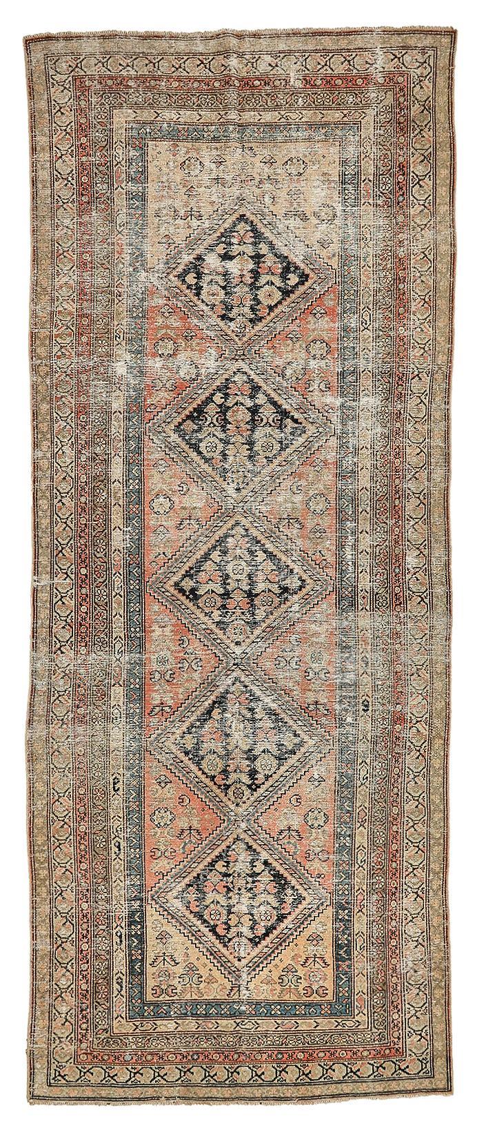 Distressed Antique Malayer Rug - 4`5'' x 11`4''