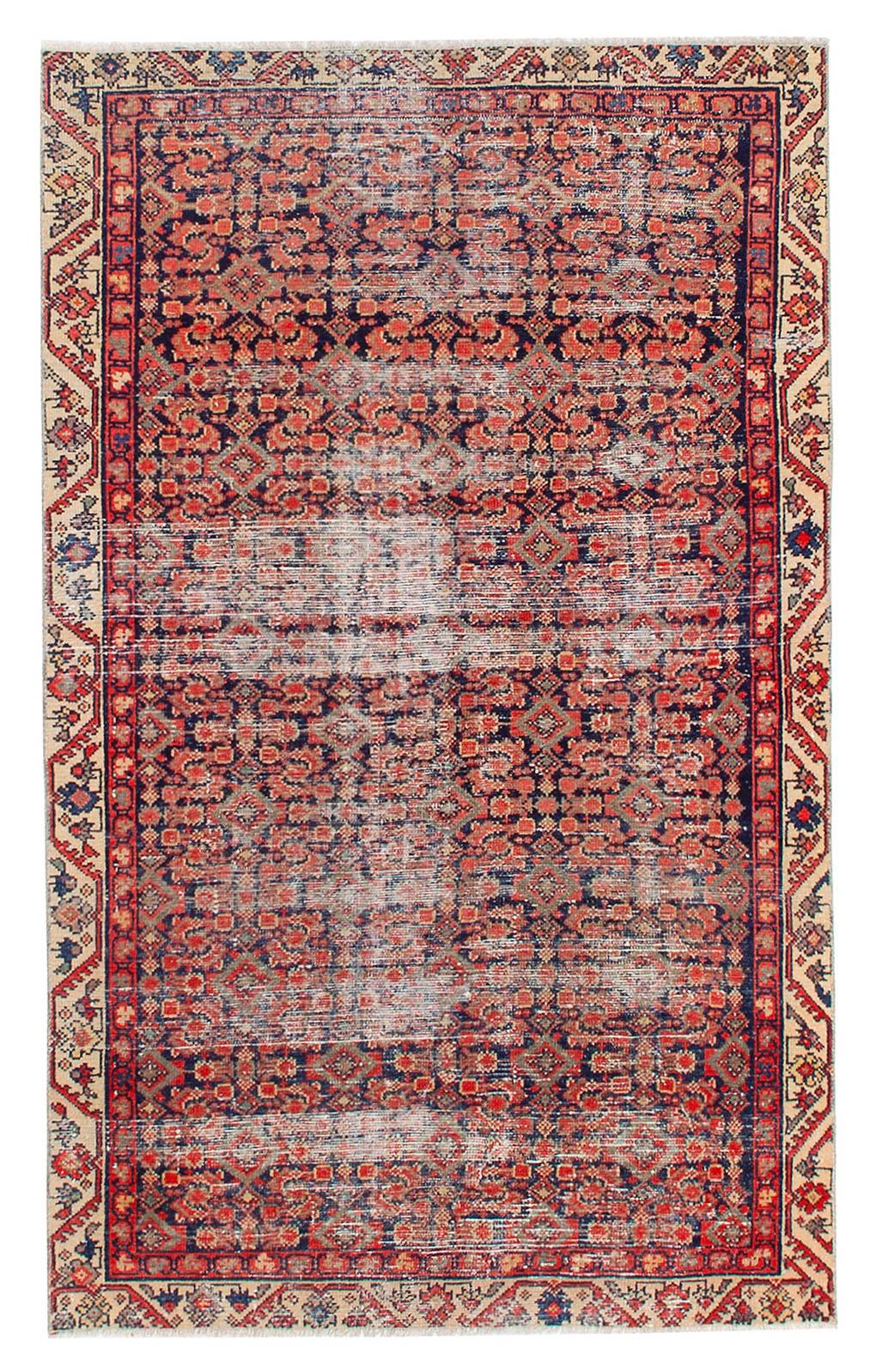 Distressed Antique Malayer Wool Rug - 3`9'' x 6`1''