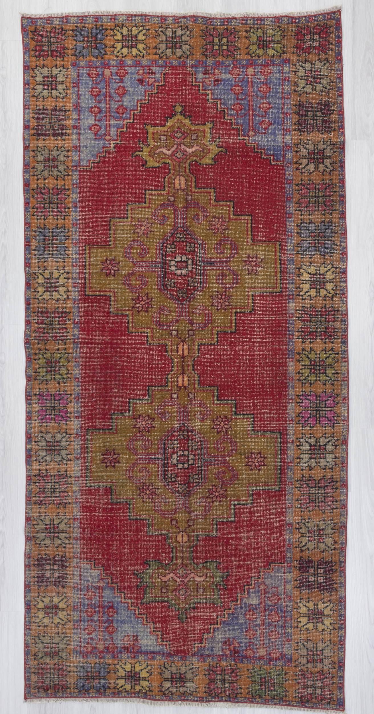 Distressed decorative Turkish rug