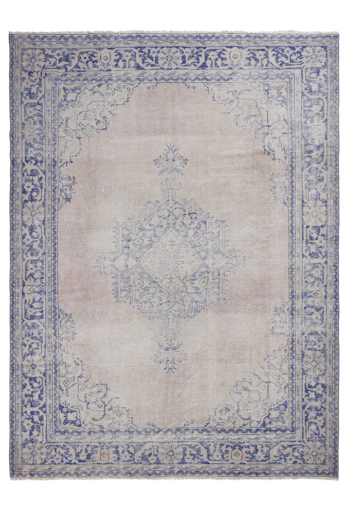 Distressed Faded Vintage Oushak Rug