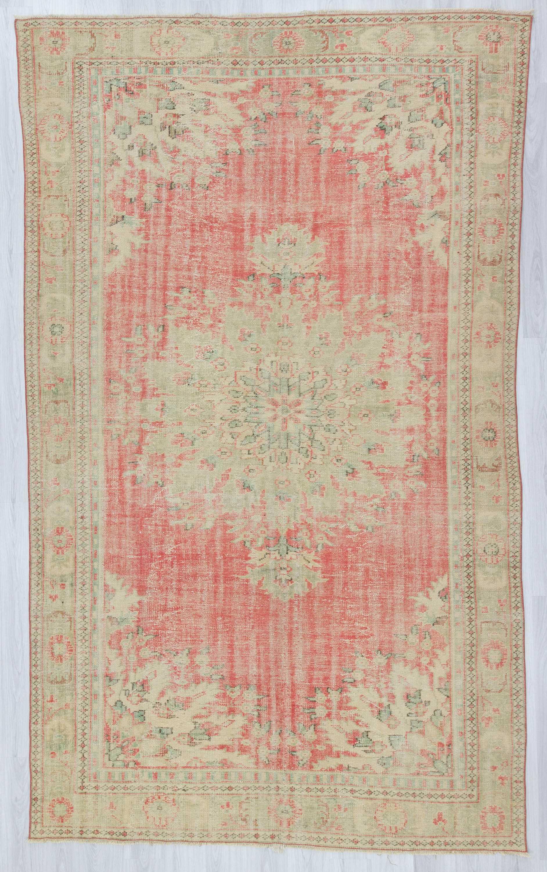 Distressed large Turkish Oushak rug