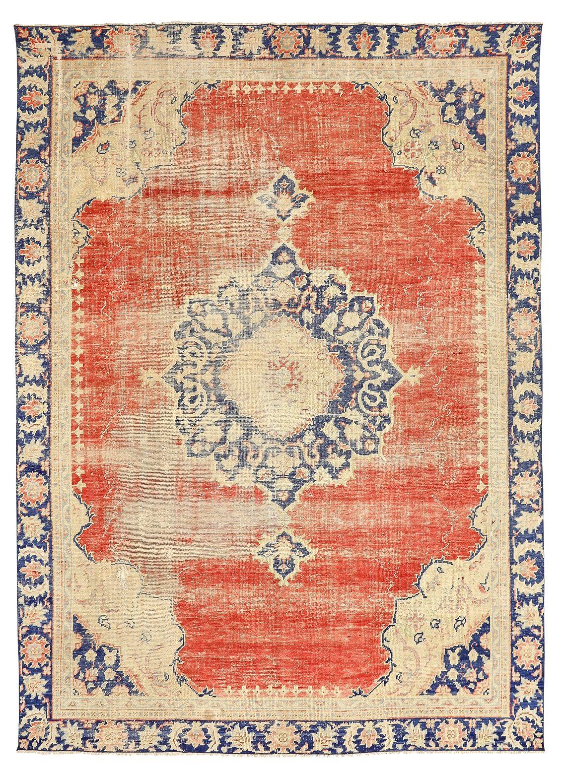 Distressed Large Vintage Oushak Rug - 8`8'' x 12`2''