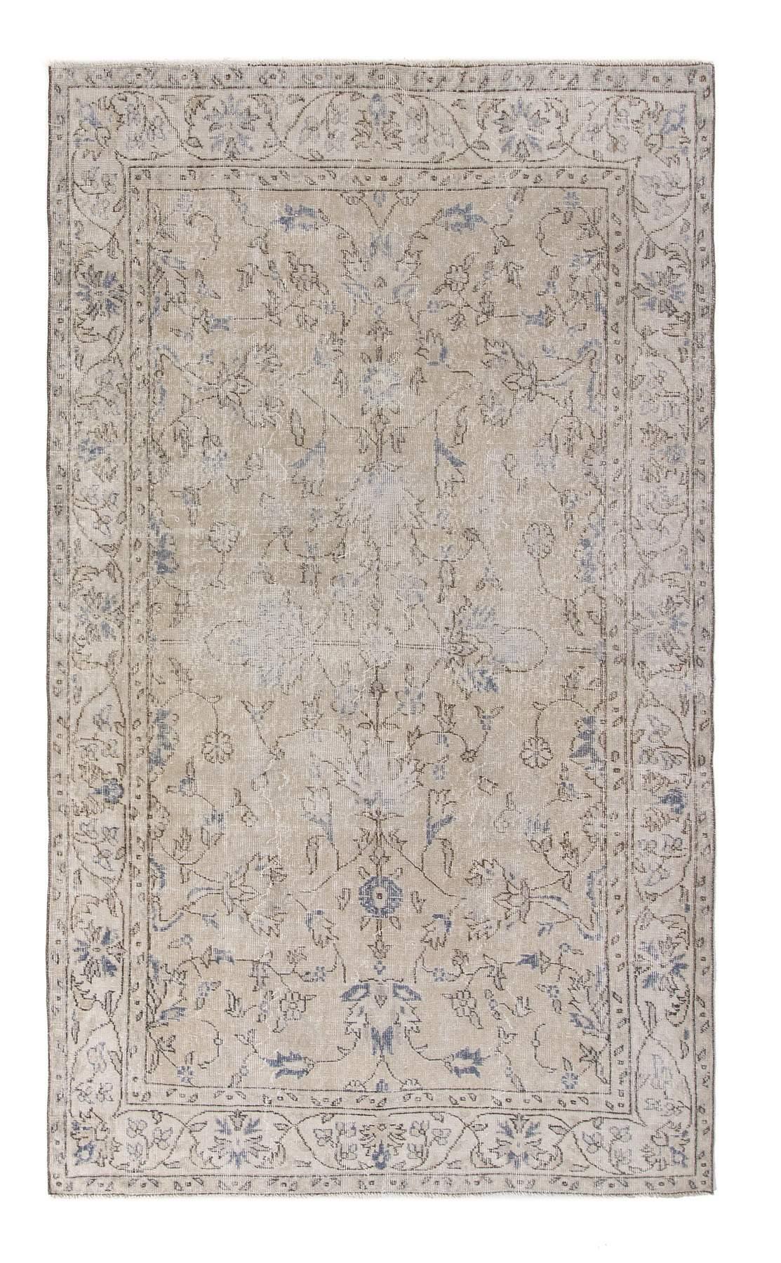 Distressed Vintage Floral Turkish Rug