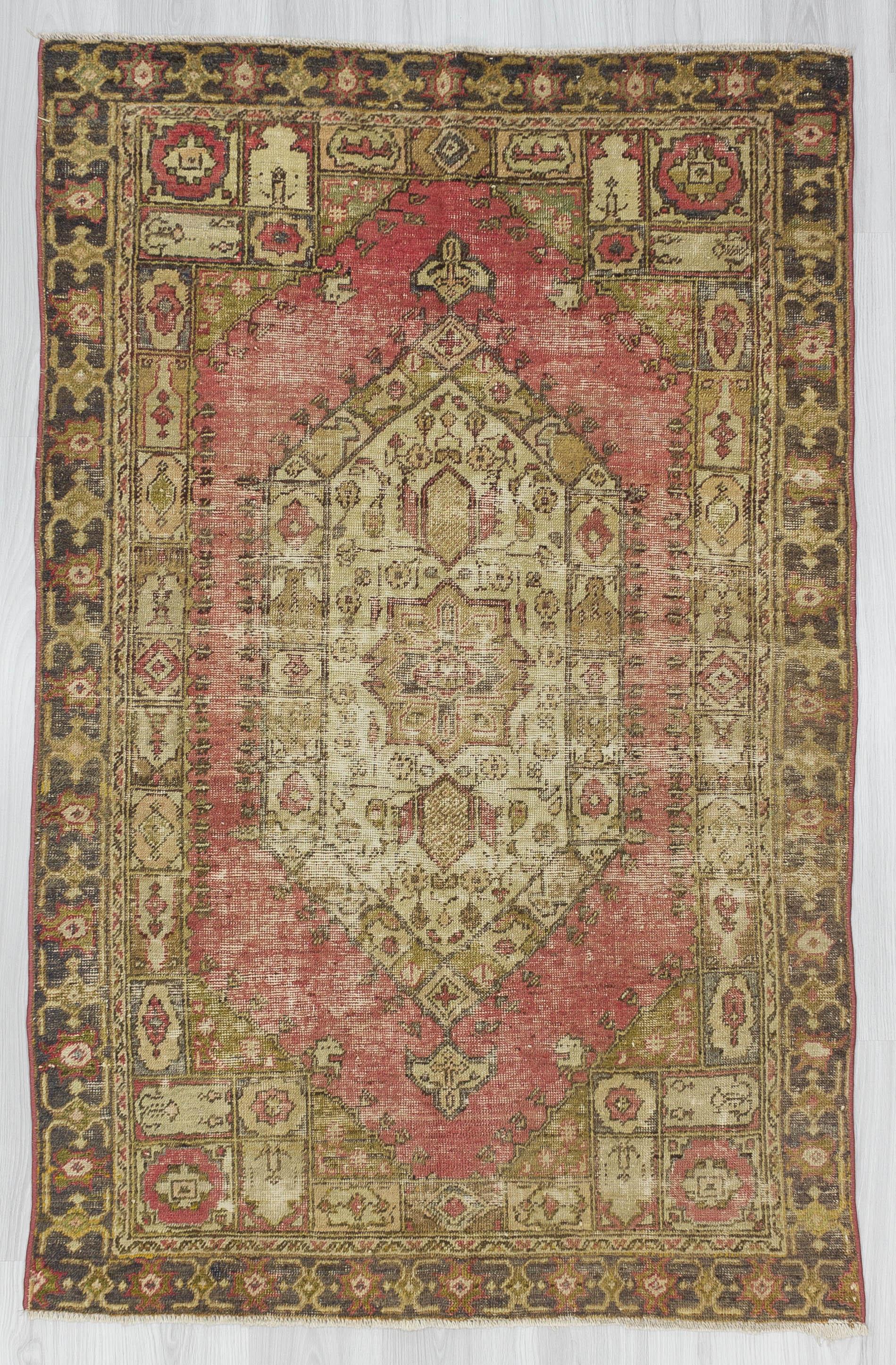 Distressed Vintage Turkish Anatolian Carpet