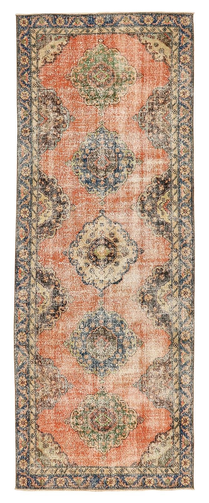 Distressed Vintage Turkish Area Rug - 4`7'' x 12`7''
