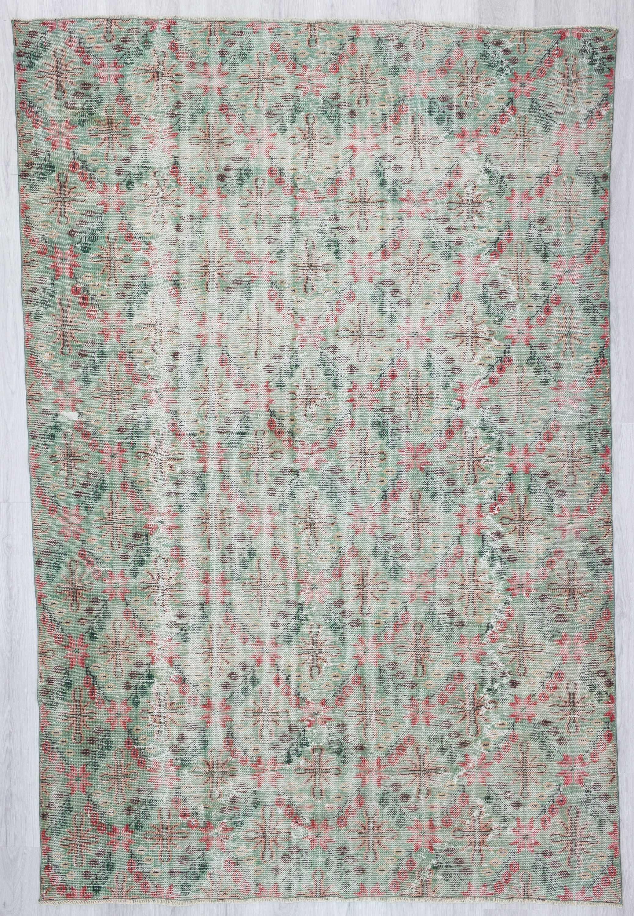 Distressed vintage Turkish deco rug