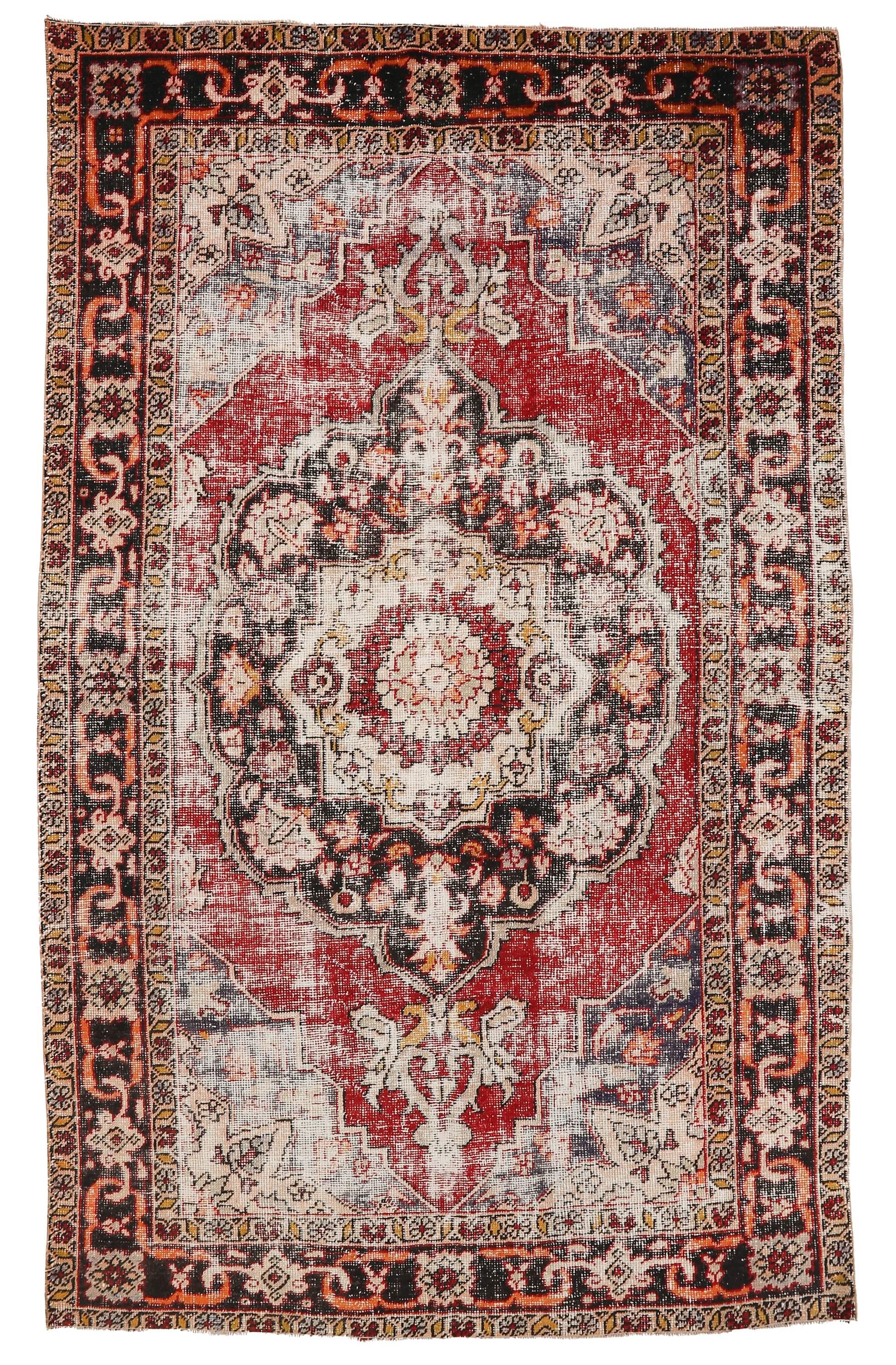 Distressed Vintage Turkish Konya Rug - 6`0'' x 9`9''