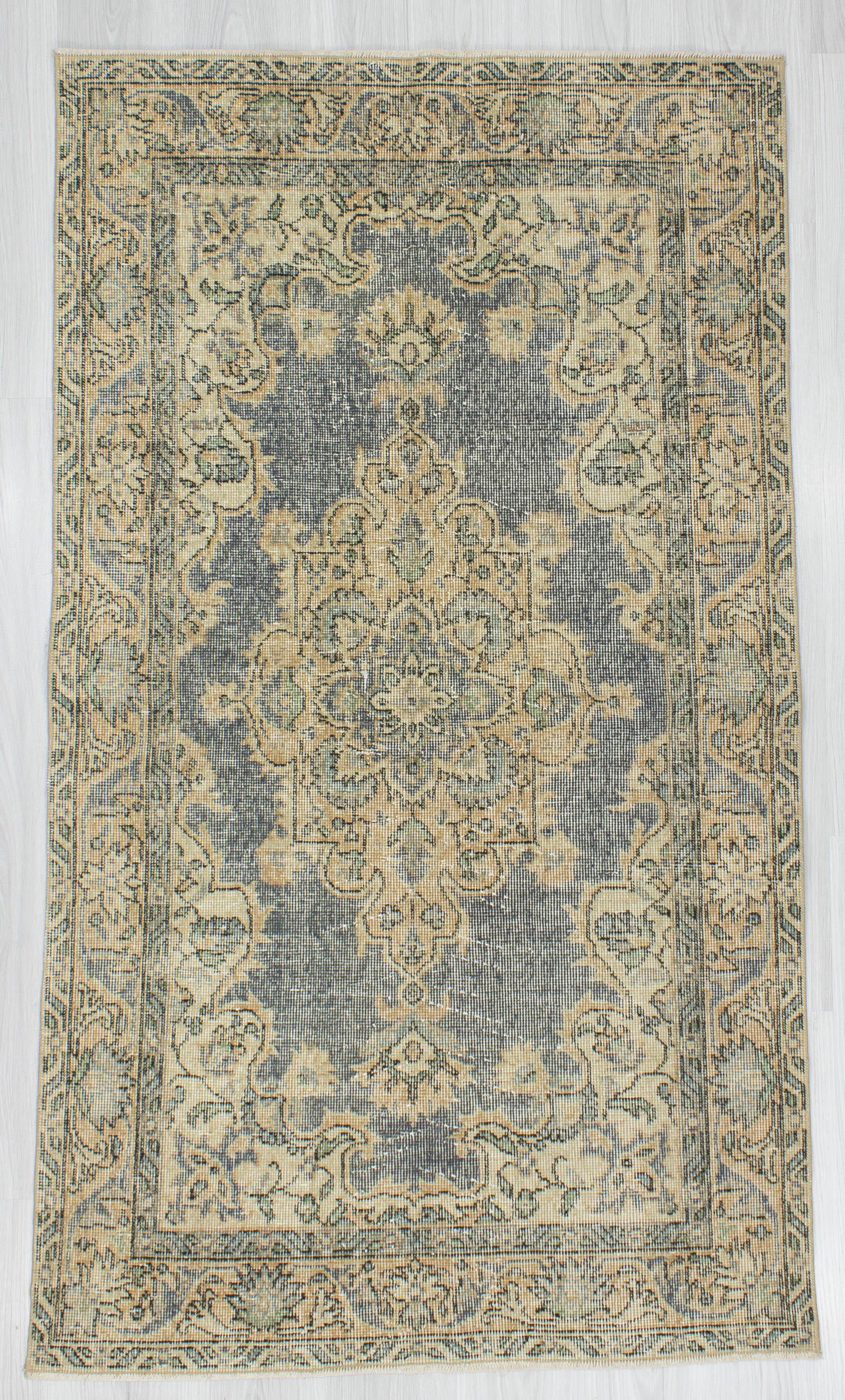 Distressed Vintage Turkish Oushak Rug