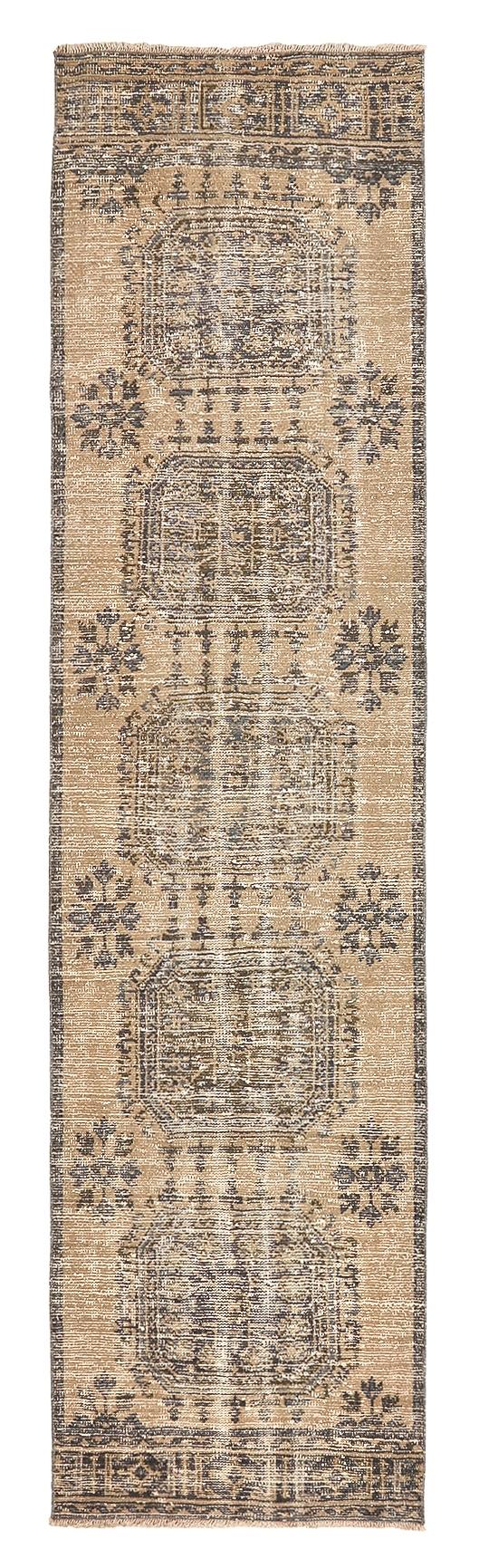 Distressed Vintage Turkish Oushak Runner - 2`11'' x 11`5''