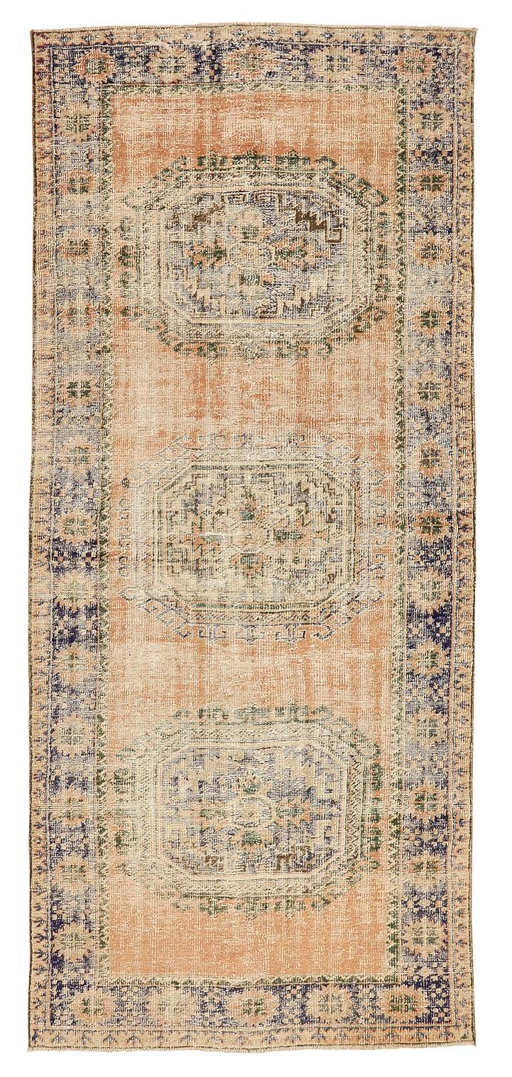 Distressed Vintage Turkish Oushak Rug - 4`9'' x 11`4''