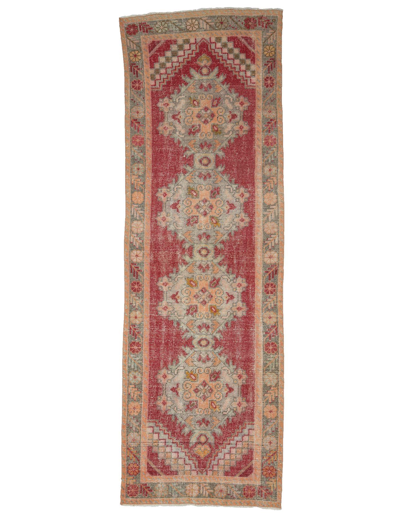 Distressed Vintage Turkish Runner Rug - 3`1'' x 9`5''