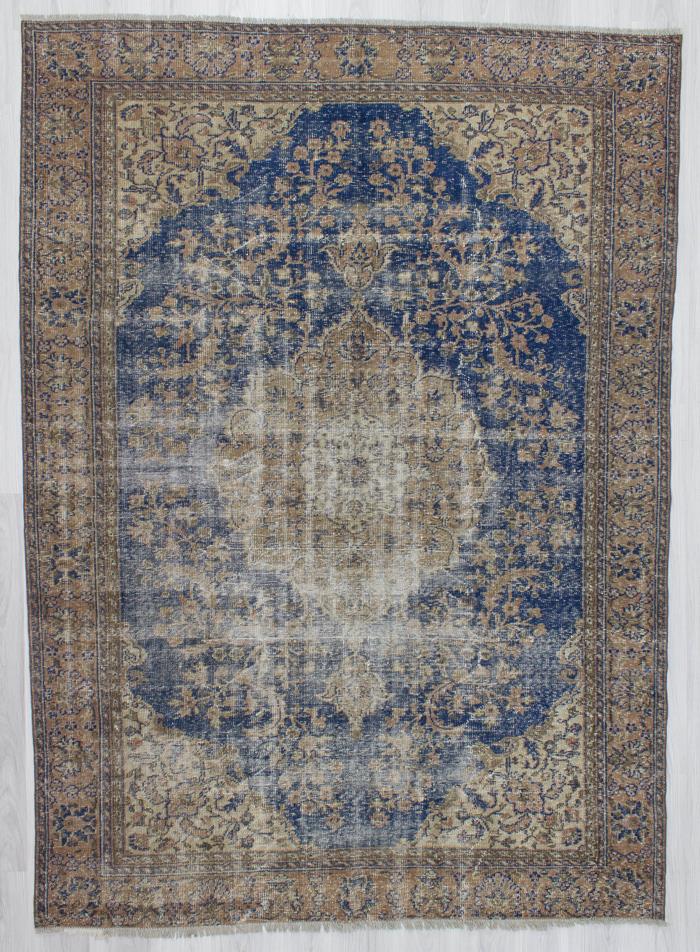 Distressed Vintage Unique Turkish Oushak Rug