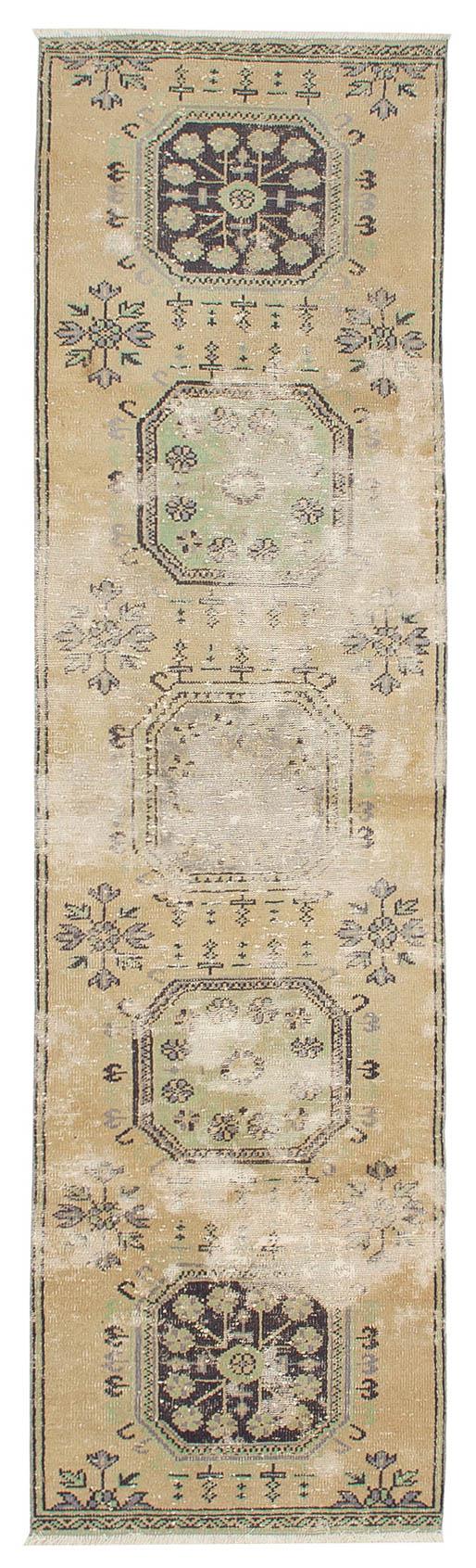 Distressed Vintage Washed Out  Runner Rug - 3`1'' x 11`0''