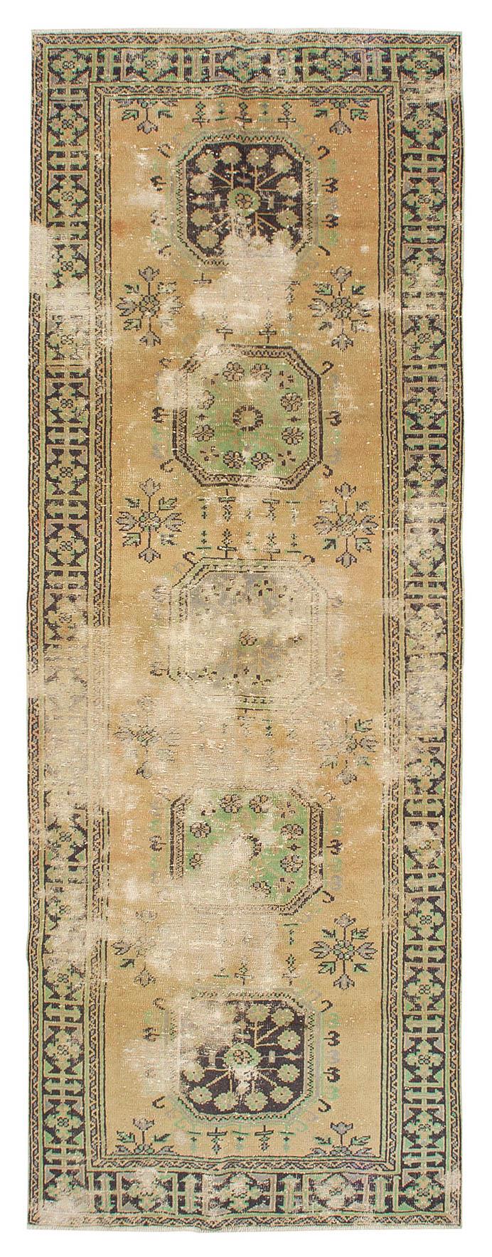 Distressed Washed Out Vintage Oushak Rug - 4`7'' x 12`2''