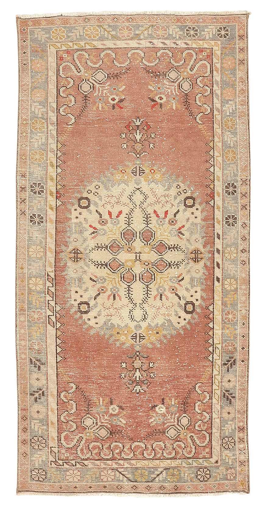 Faded Small Vintage Oushak Rug - 2`11'' x 6`1''