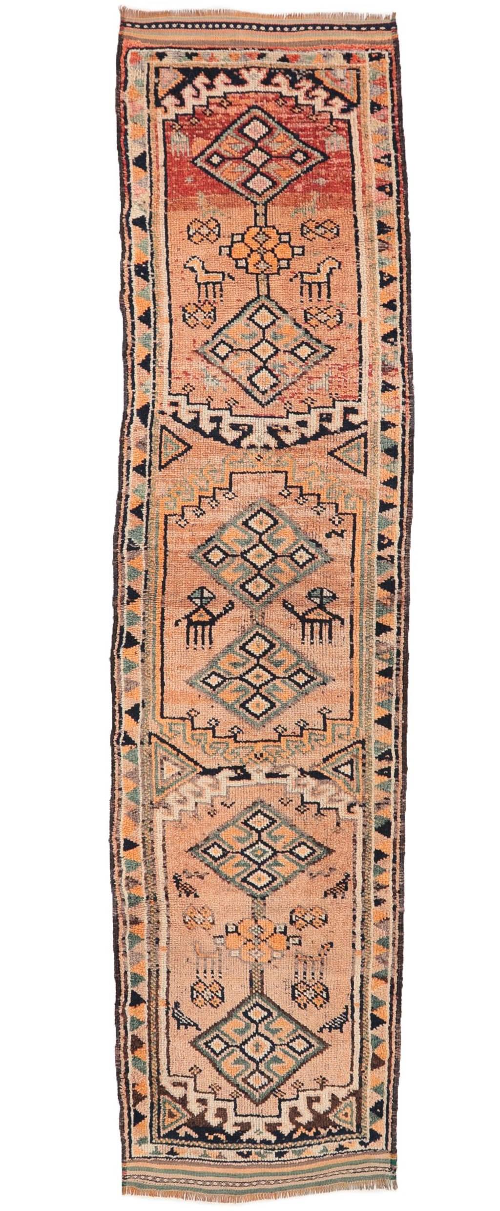 Faded Vintage Decorative Runner - 3`1'' x 12`6''