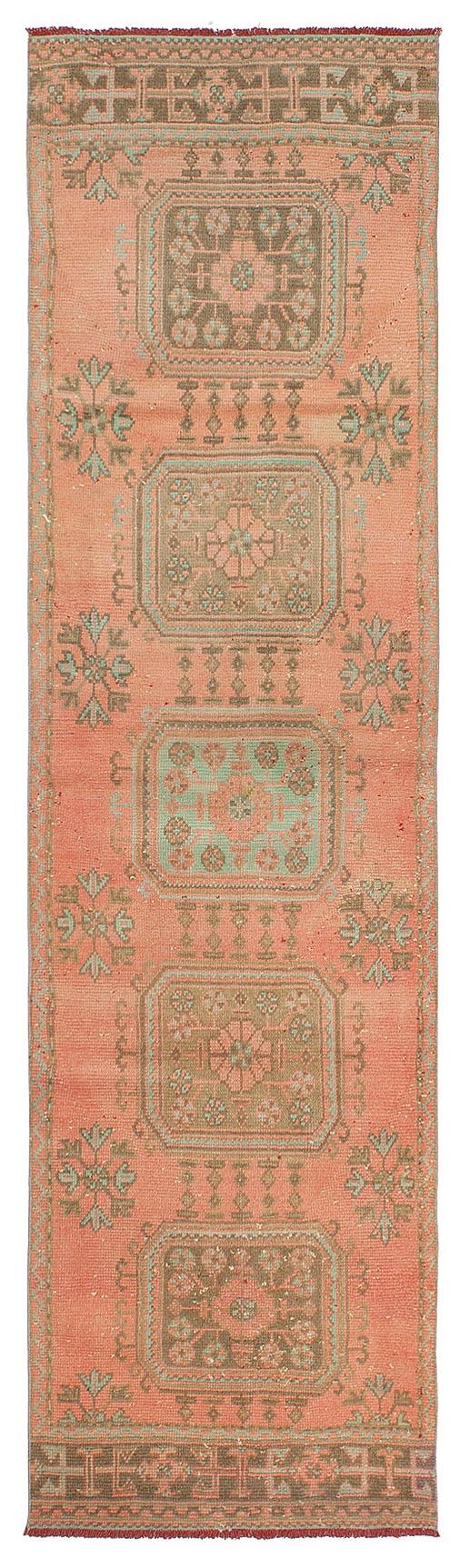 Faded Vintage Turkish Decortaive Runner Rug - 3`1'' x 11`1''